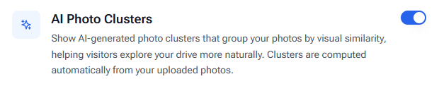 AI Photo Clusters admin toggle